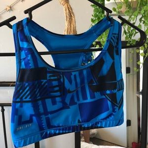 BLUE PATTERN NIKE SPORTS BRA